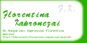 florentina kapronczai business card